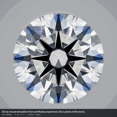 1.62 ct E VS1 Round Lab-Grown Diamond, simulated studio light