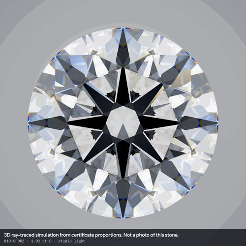 1.02 ct D VVS2 Round Lab-Grown Diamond, simulated studio light